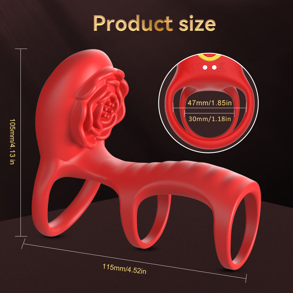 Vibrating Cock Ring Rose Adult Sex Toys with Remote Control 9 Vibrations Penis Ring Vibrator Couple Sex Toys for Men product size