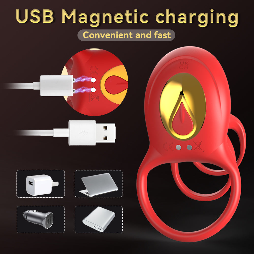 Vibrating Cock Ring Rose Adult Sex Toys with Remote Control 9 Vibrations Penis Ring Vibrator Couple Sex Toys for Men usb magnetic charging