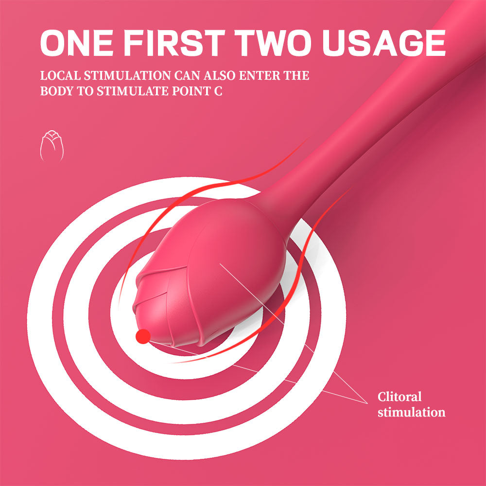 Rose Female Masturbator Silicone USB Charging Dragon Bone Clitoral G Spot Tongue Licking Egg Vibrator two usage