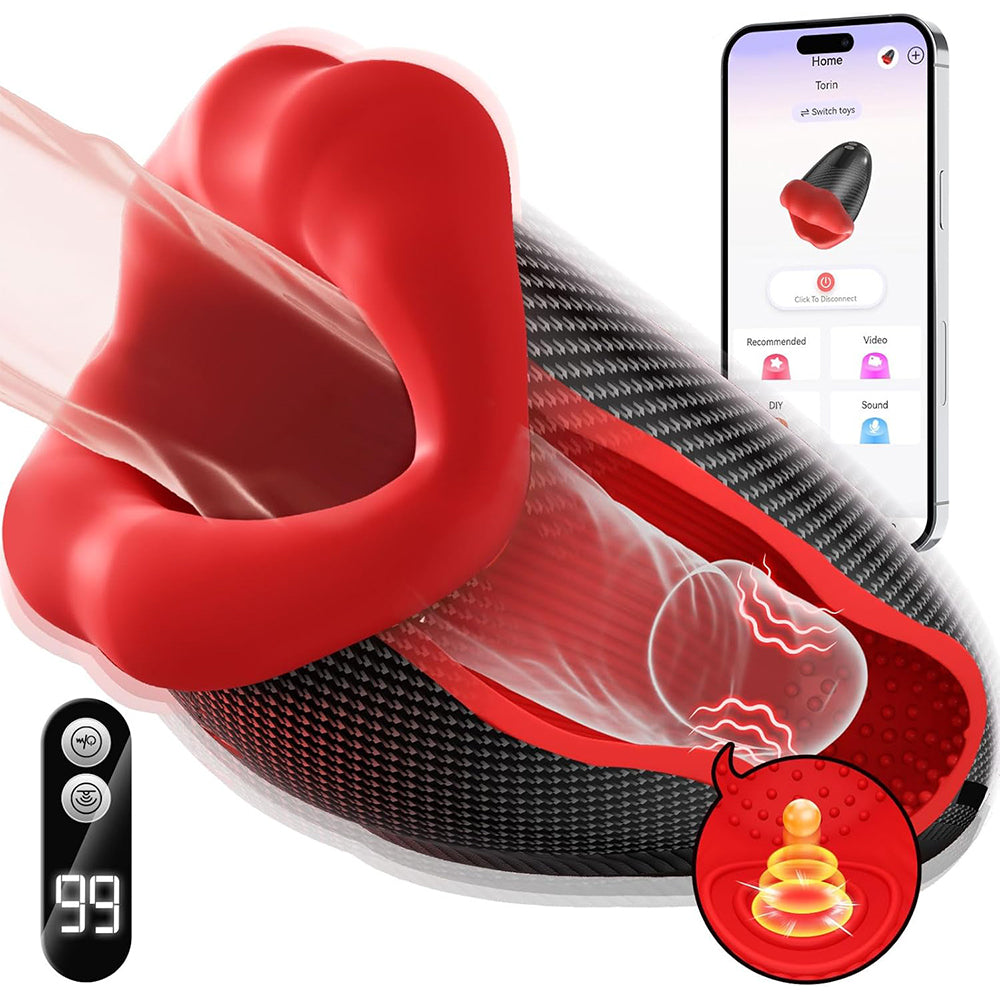 Male Sex Toys for Men Male Masturbator Deep Throat Mouth 360° Wrapped 9 Tapping & Vibrating Male Vibrator Penis Pump APP Control LCD