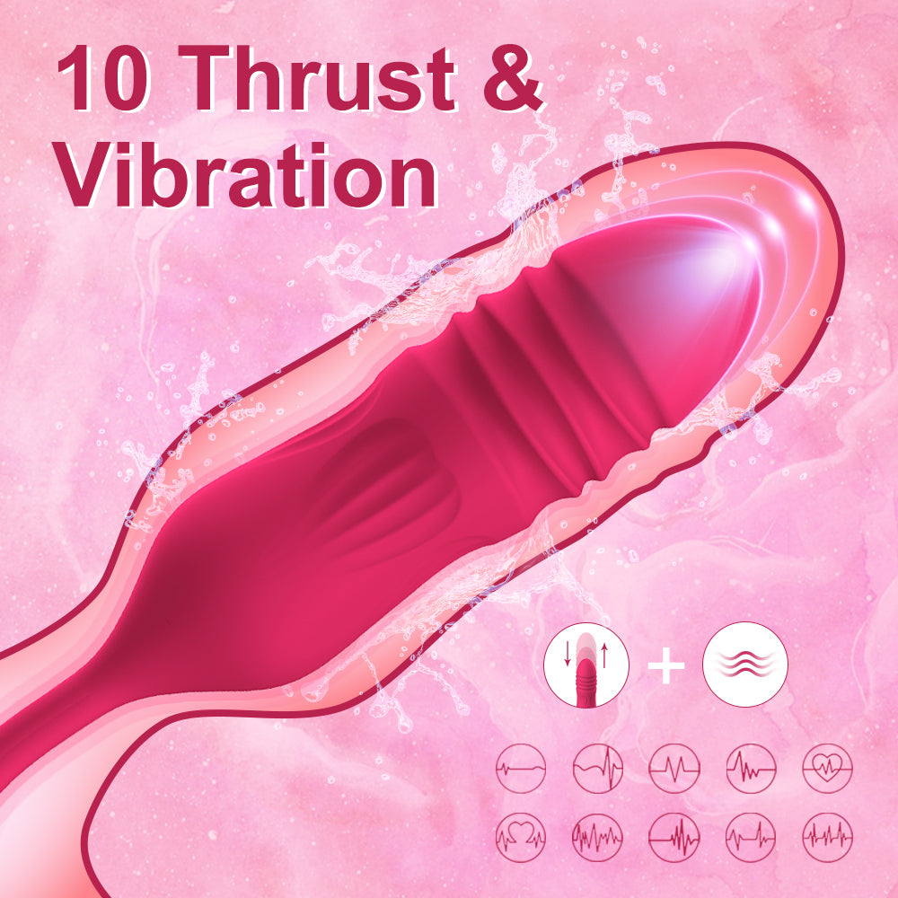 Sex Rose Toy Clitoral Vibrators 3 in 1 Thrusting Licking and Suction Vibrator with 10 Power Modes 10 THRUST & VIBRATION