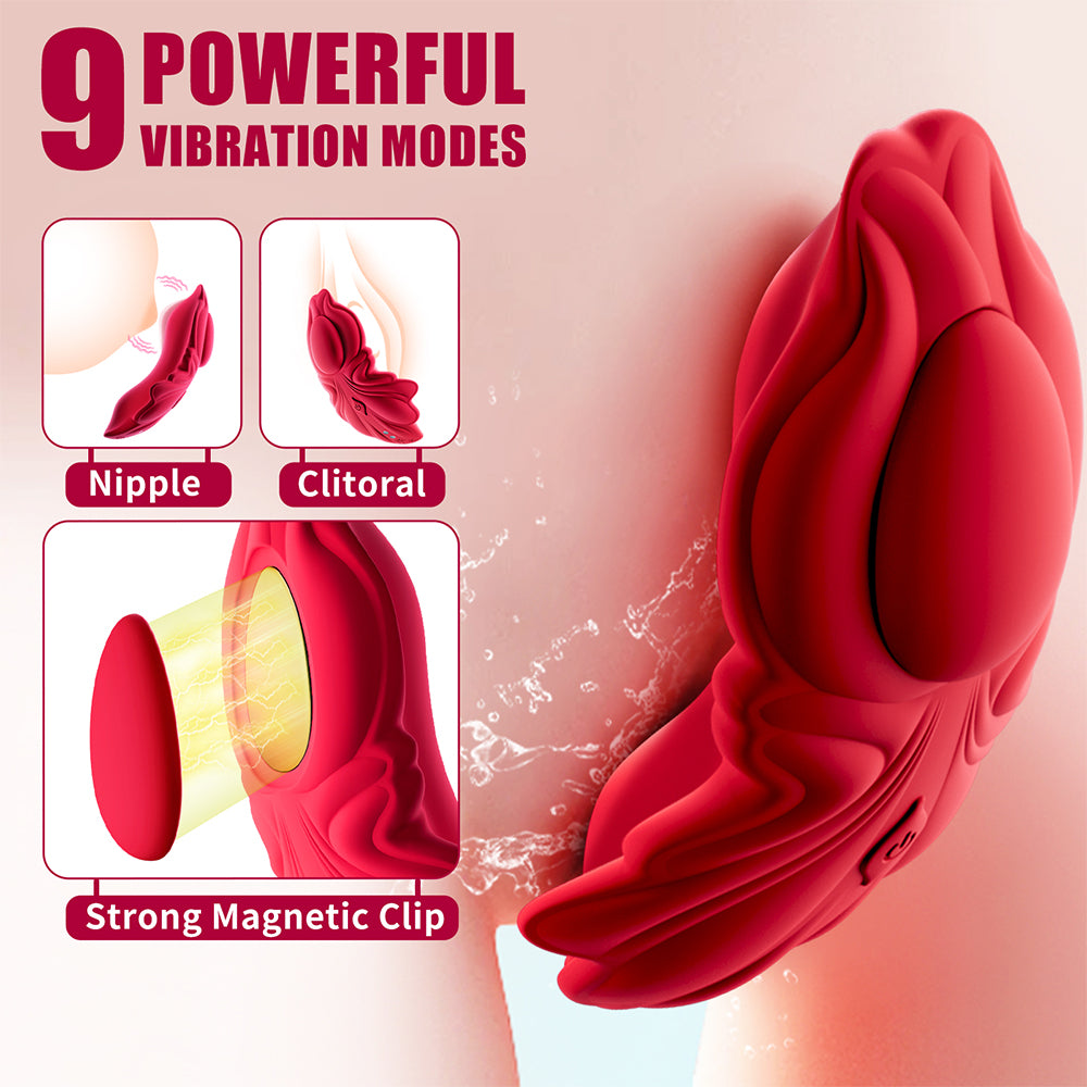 LCD Display Design and APP Remote Control Butterfly Wearable Vibrators for Her G Spot and Clitoris with 9 Quiet Vibration Modes Panty Vibrator 9 powerful modes