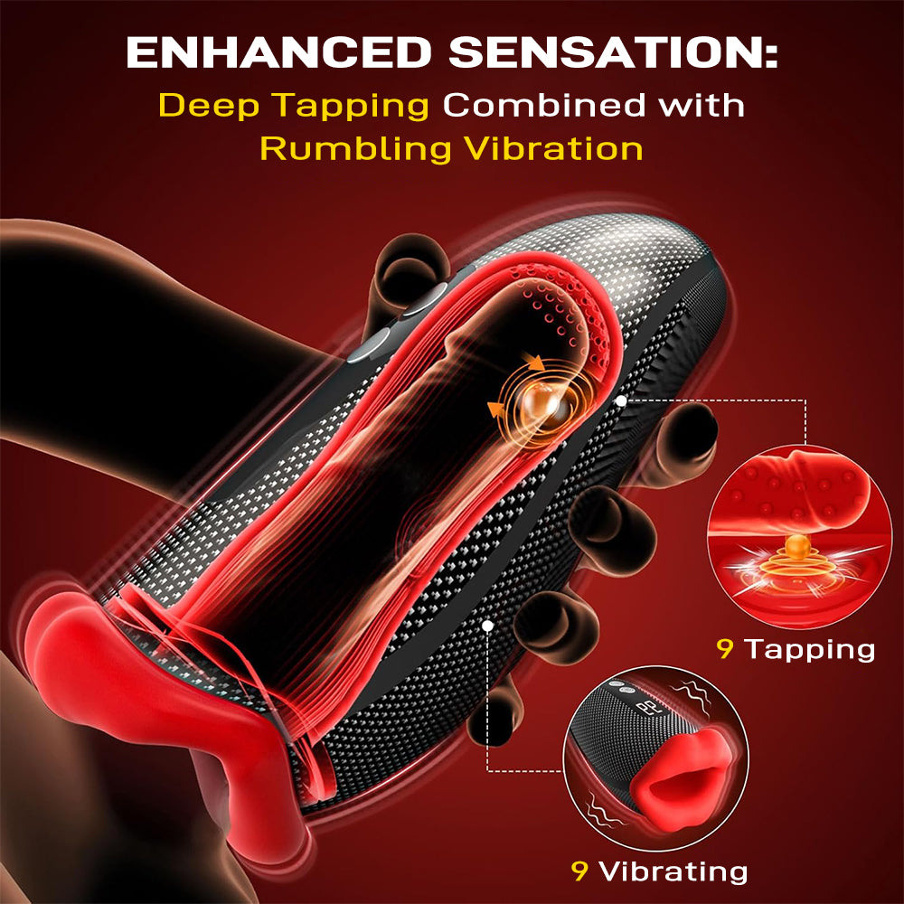 Male Sex Toys for Men Male Masturbator Deep Throat Mouth 360° Wrapped 9 Tapping & Vibrating Male Vibrator Penis Pump APP Control LCD enhanced sensation