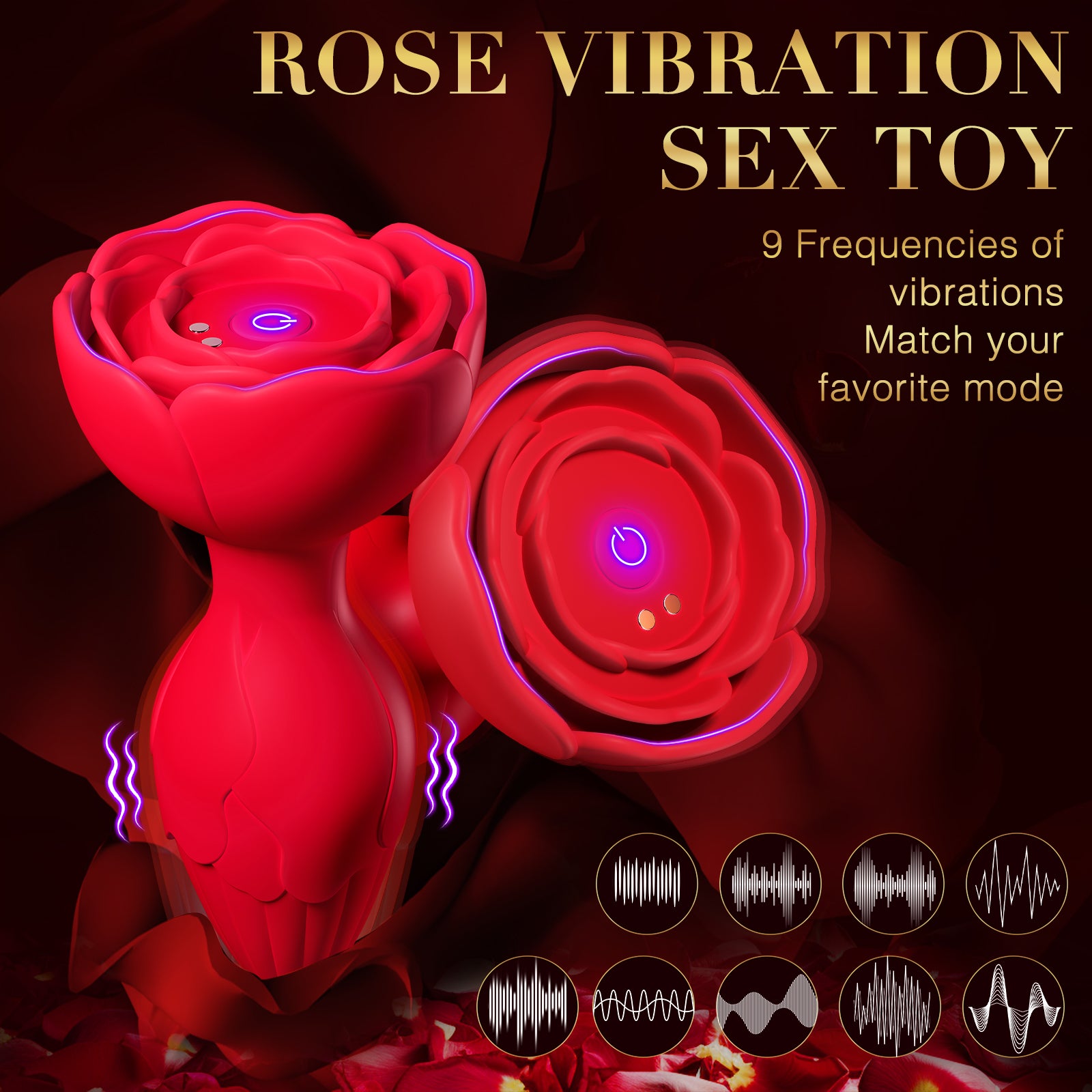 Rose Vibrator Anal Plug Sex Toy Butt Plug Anal Trainer with 9 Vibration Modes APP Remote Control rose shape