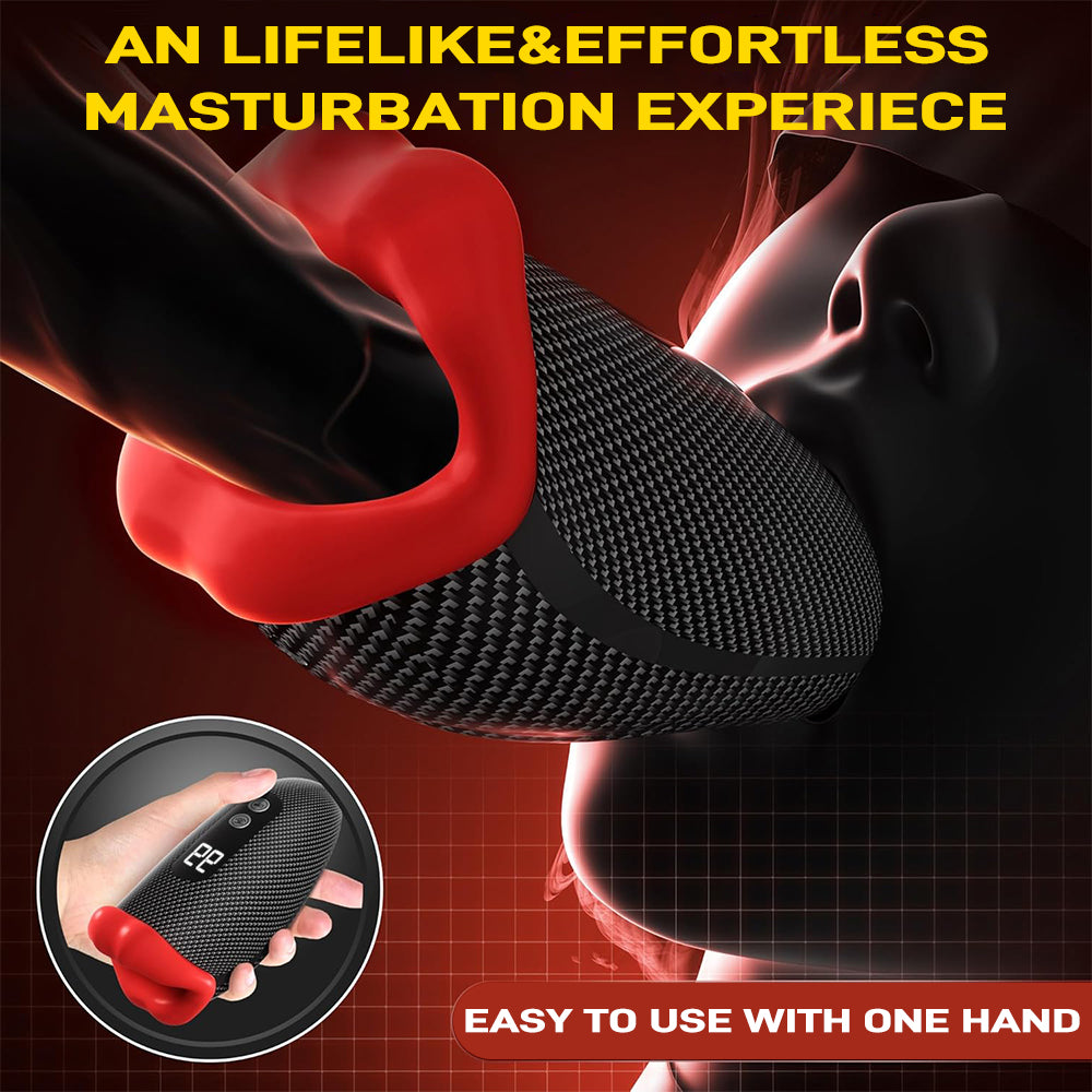 Male Sex Toys for Men Male Masturbator Deep Throat Mouth 360° Wrapped 9 Tapping & Vibrating Male Vibrator Penis Pump APP Control LCD easy to use