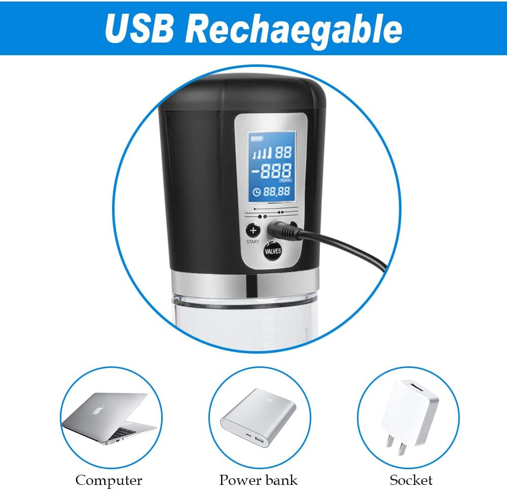 Electric Penis Enlarge Vacuum Pump with 4 Suction Intensities High-Vacuum Penis Enlargement Extend Pump usb rechargeable