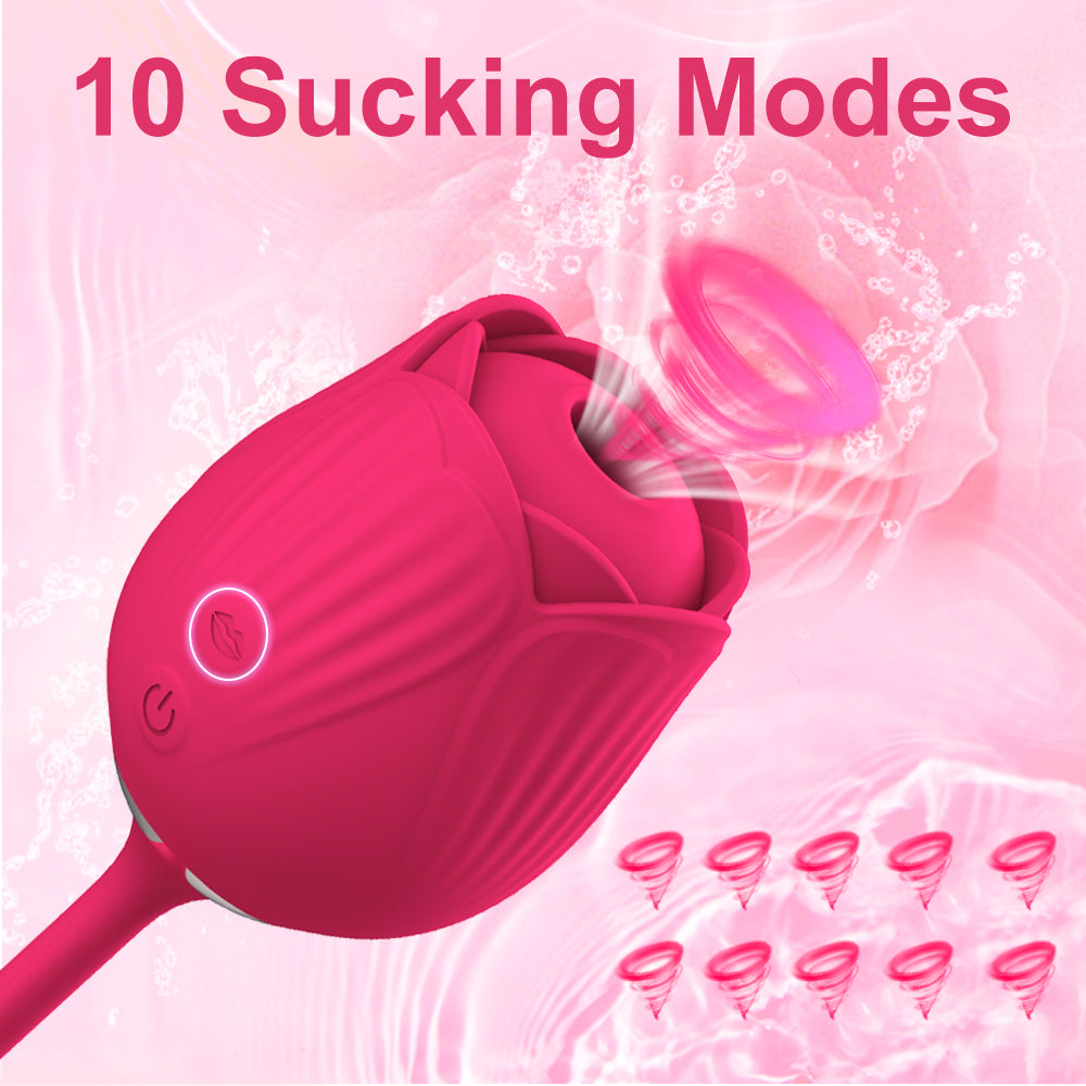 Sex Rose Toy Clitoral Vibrators 3 in 1 Thrusting Licking and Suction Vibrator with 10 Power Modes 10 sucking modes