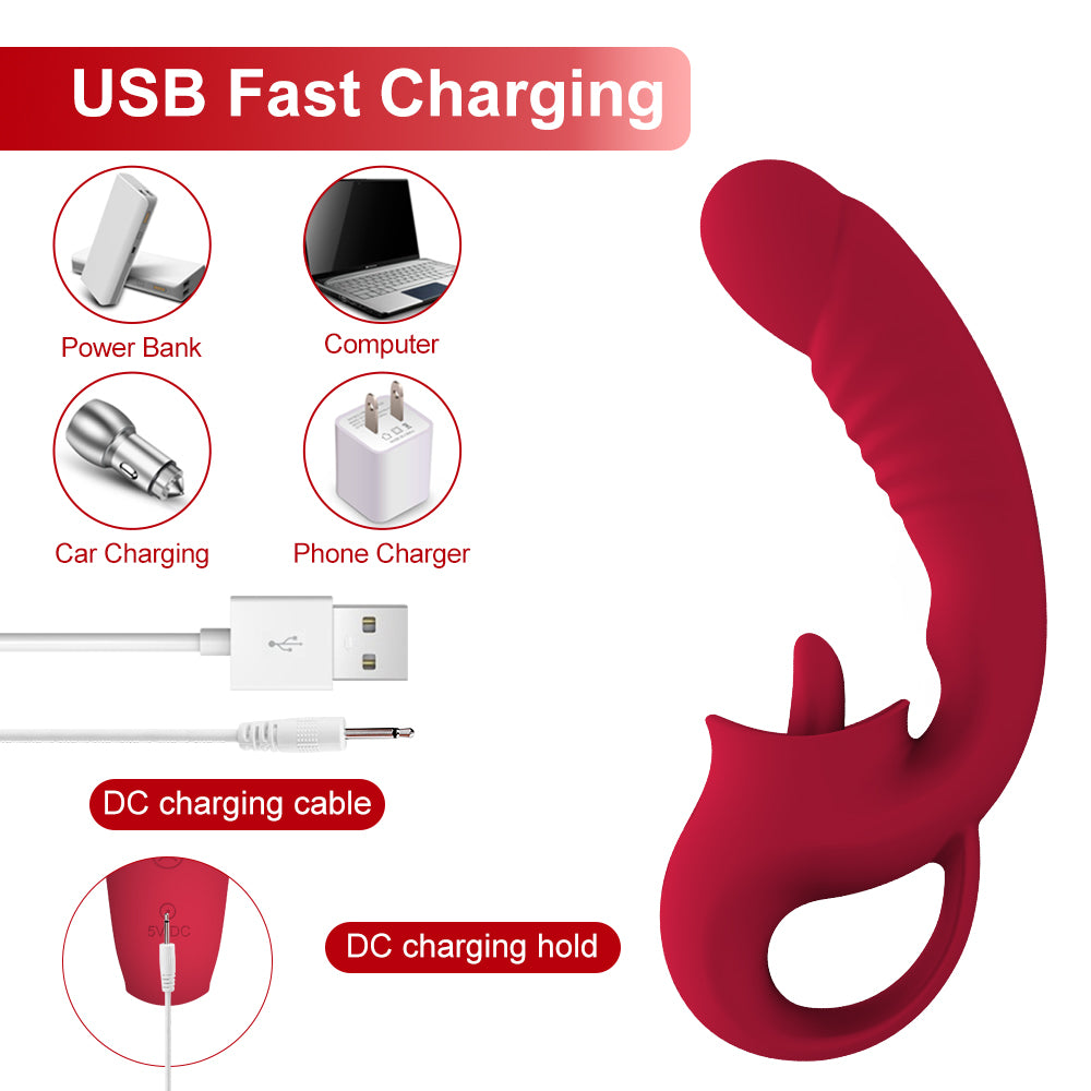 Clitoral Licking G Spot Vibrator 2 in 1 Nipple Clitoralis Stimulator with 10 Licking and Vibrating Modes usb fast charging