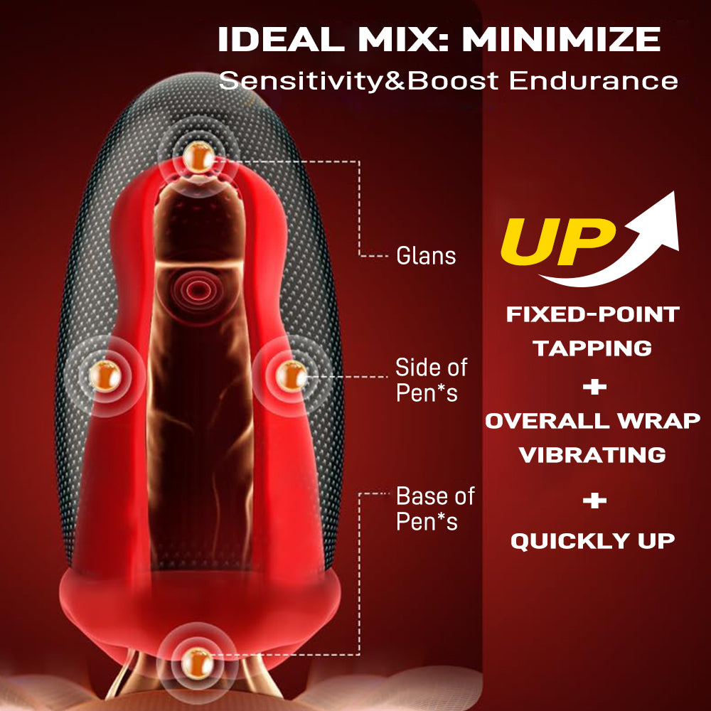 Male Sex Toys for Men Male Masturbator Deep Throat Mouth 360° Wrapped 9 Tapping & Vibrating Male Vibrator Penis Pump APP Control LCD bost endurance