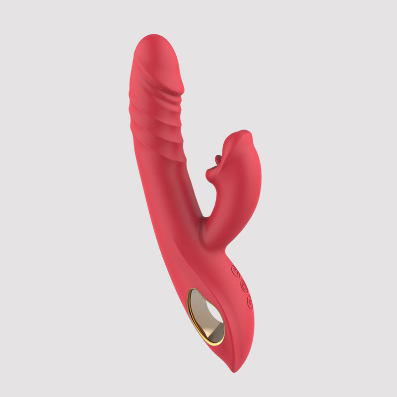 Vibrator Thrusting Dildo 3IN1 G Spot Vibrators Tongue Clitoral Stimulator with 10 Vibrating 5 Thrusting & Licking Biting Modes