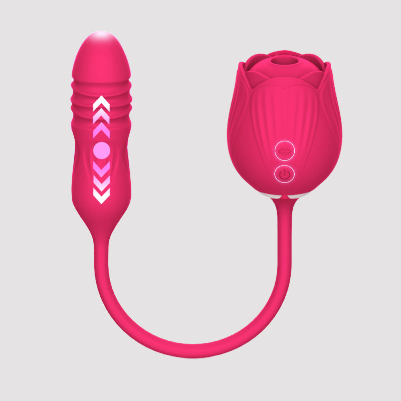 Sex Rose Toy Clitoral Vibrators 3 in 1 Thrusting Licking and Suction V