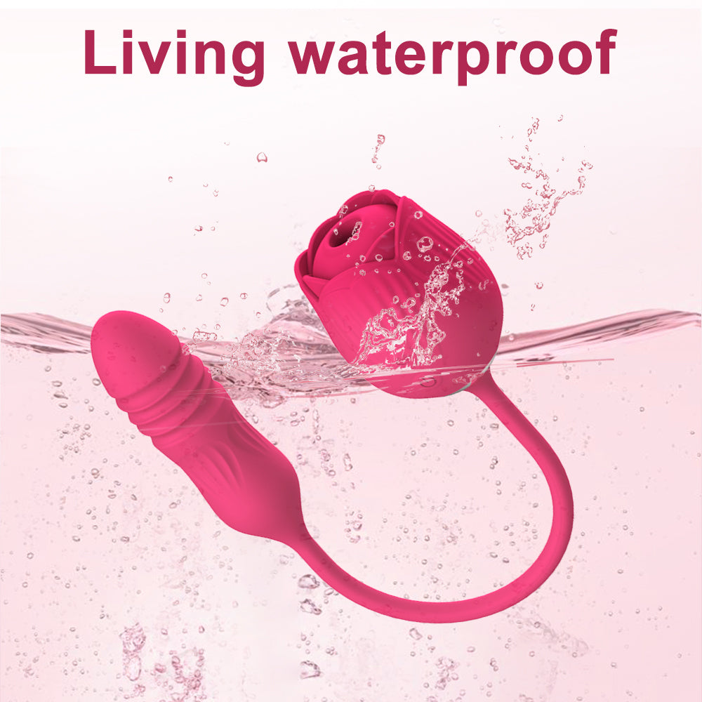 Sex Rose Toy Clitoral Vibrators 3 in 1 Thrusting Licking and Suction Vibrator with 10 Power Modes living waterproof