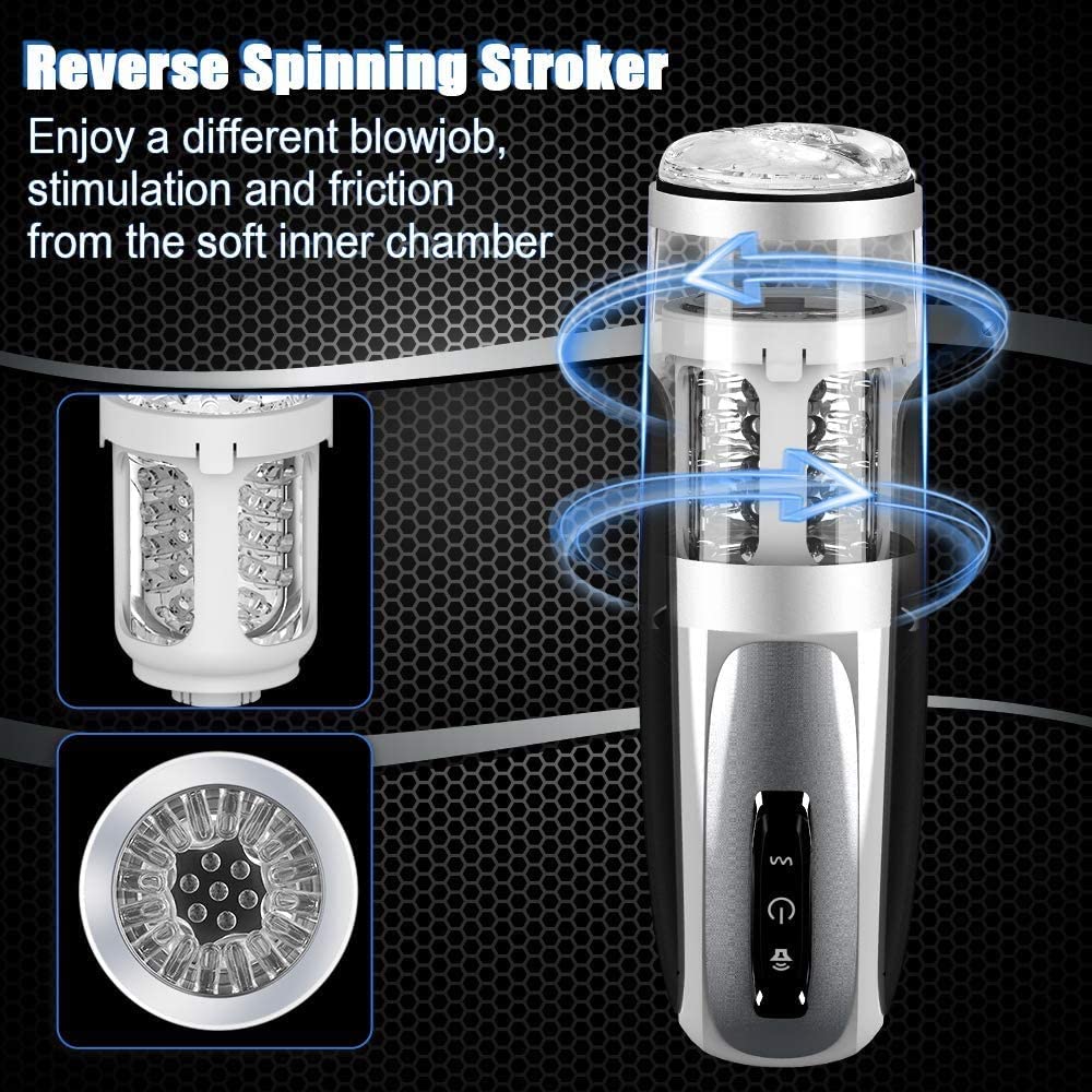 Sex Toys for Men Automatic Male Masturbator Adult Male Sex Toy with Suction Base Penis Pump with 10 Thrusting and 10 Rotating Modes reverse spinning stroker