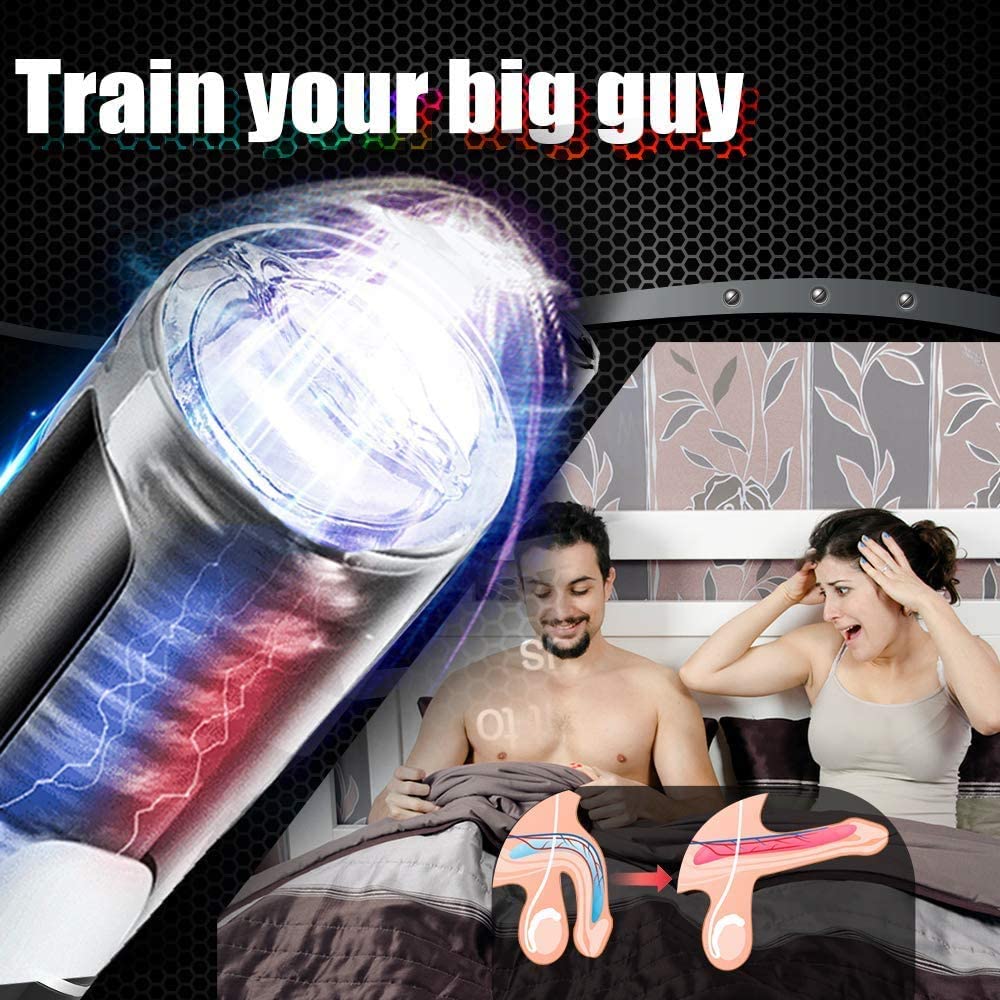 Sex Toys for Men Automatic Male Masturbator Adult Male Sex Toy with Suction Base Penis Pump with 10 Thrusting and 10 Rotating Modes train your big guy