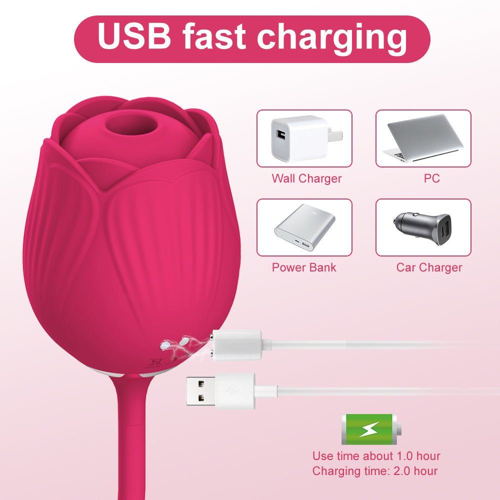 Sex Rose Toy Clitoral Vibrators 3 in 1 Thrusting Licking and Suction Vibrator with 10 Power Modes usb charging