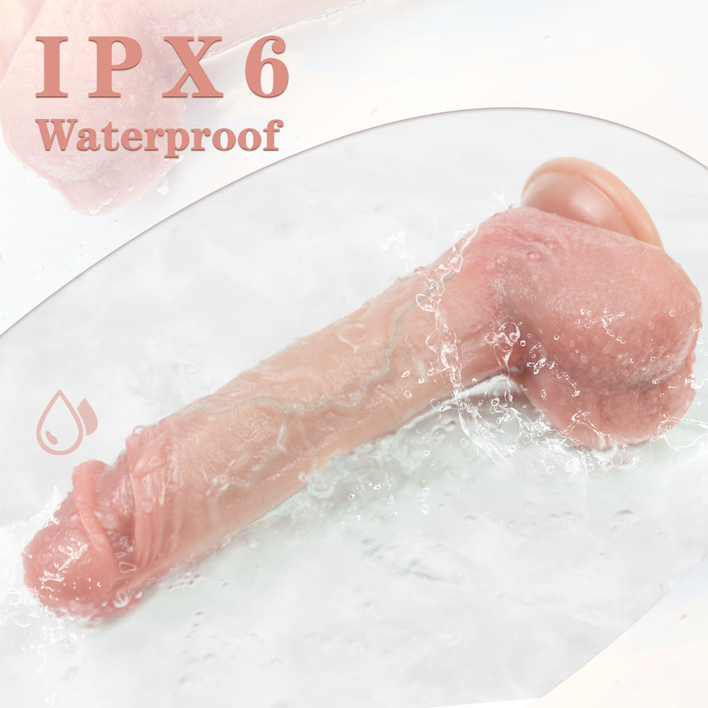 Thrusting Dildo Vibrator Sex Toys - 8.9" Realistic Dildo with 5 Thrust &10 Vibration & Heating Mode for G-spot Anal Stimulation ipx6 waterproof