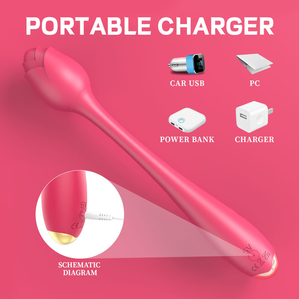 Rose Female Masturbator Silicone USB Charging Dragon Bone Clitoral G Spot Tongue Licking Egg Vibrator portable charger