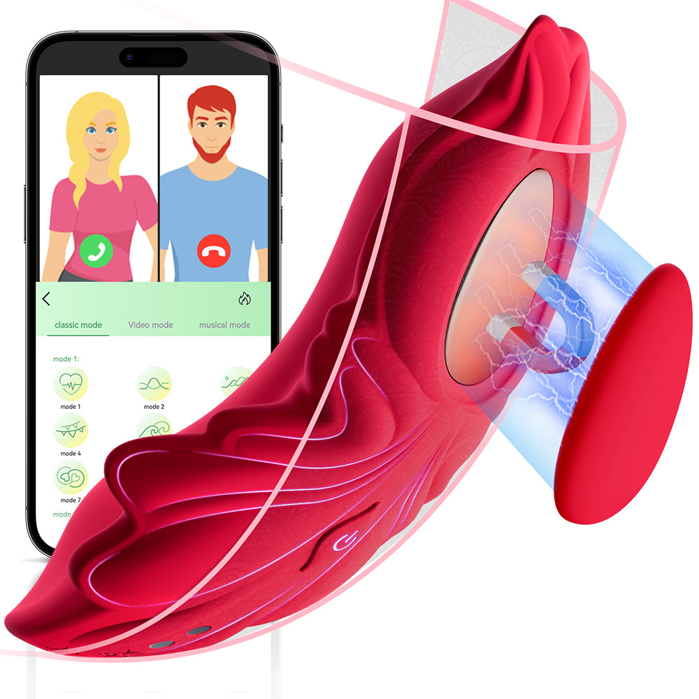 LCD Display Design and APP Remote Control Butterfly Wearable Vibrators for Her G Spot and Clitoris with 9 Quiet Vibration Modes Panty Vibrator app control