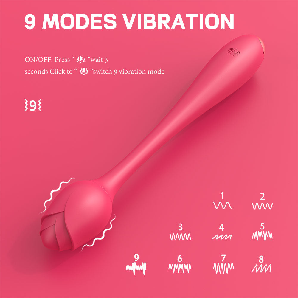 Rose Female Masturbator Silicone USB Charging Dragon Bone Clitoral G Spot Tongue Licking Egg Vibrator 9 modes vibration