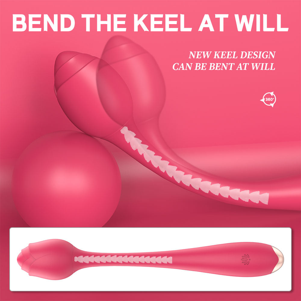 Rose Female Masturbator Silicone USB Charging Dragon Bone Clitoral G Spot Tongue Licking Egg Vibrator bend the keeel at will