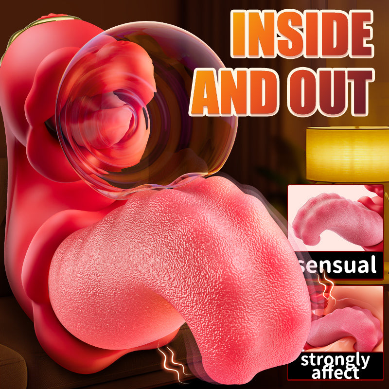 Vibrator Adult Sex Toys for Women - 4 in 1 Tongue Thrusting Vibrators Dildo Rose Sex Toys with 10 Licking Clitoral & 10 Vibration Mode inside and out