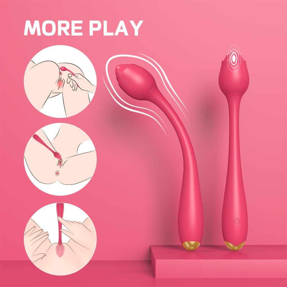 Rose Female Masturbator Silicone USB Charging Dragon Bone Clitoral G Spot Tongue Licking Egg Vibrator more play modes