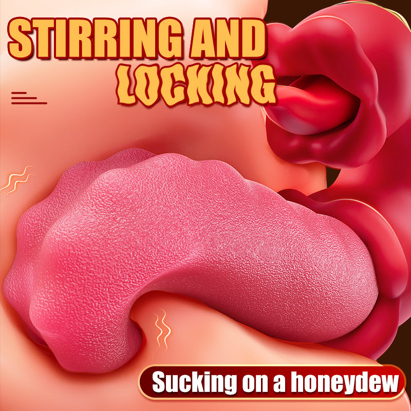 Vibrator Adult Sex Toys for Women - 4 in 1 Tongue Thrusting Vibrators Dildo Rose Sex Toys with 10 Licking Clitoral & 10 Vibration Mode stirring and locking