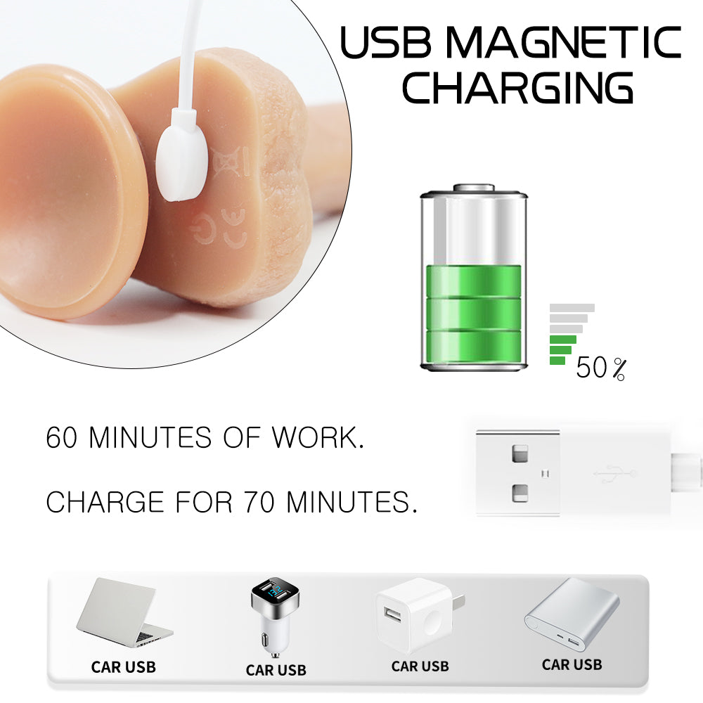 8.5 Inch Realistic Silicone Dildo Safety Material for Clitoral Vagina and Anal Stimulation with Strong Suction Cups usb charging