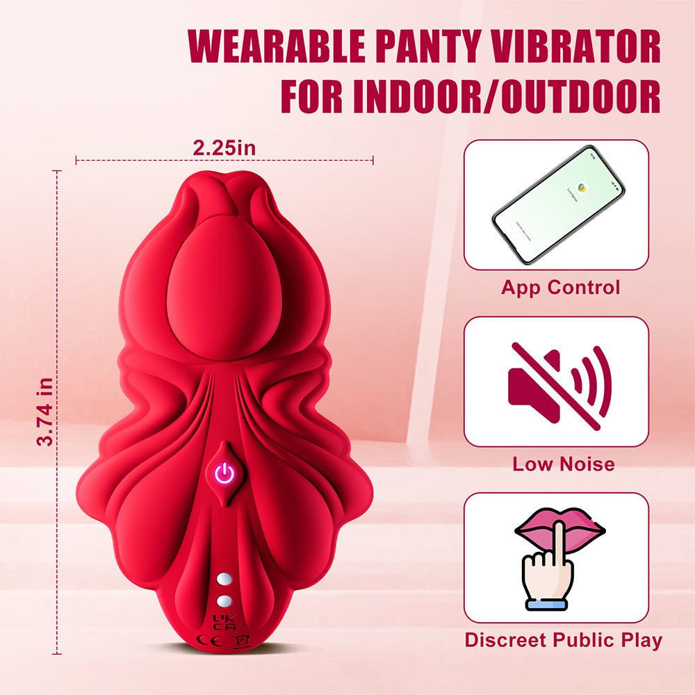 LCD Display Design and APP Remote Control Butterfly Wearable Vibrators for Her G Spot and Clitoris with 9 Quiet Vibration Modes Panty Vibrator size