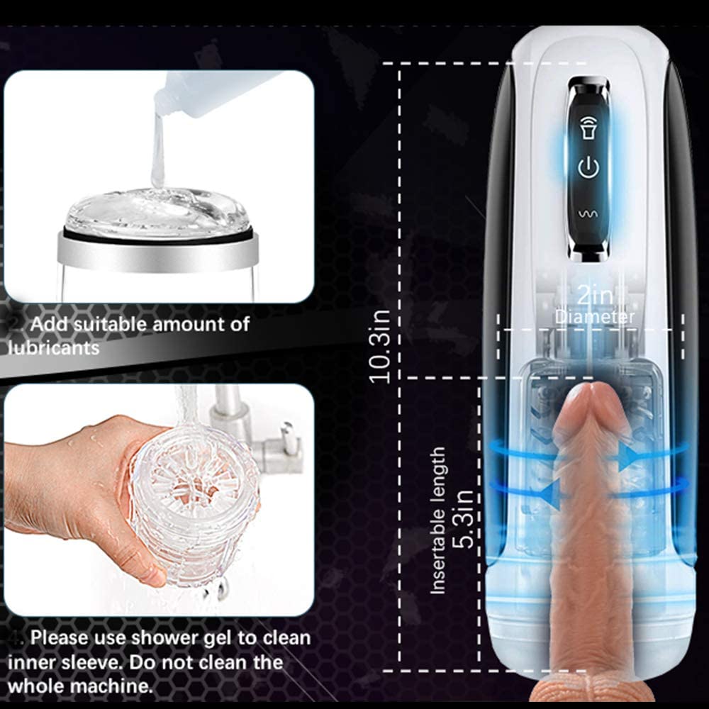 Sex Toys for Men Automatic Male Masturbator Adult Male Sex Toy with Suction Base Penis Pump with 10 Thrusting and 10 Rotating Modes, size detail