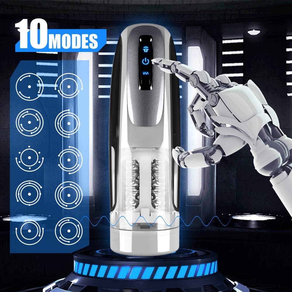 Sex Toys for Men Automatic Male Masturbator Adult Male Sex Toy with Suction Base Penis Pump with 10 Thrusting and 10 Rotating Modes 10 modes