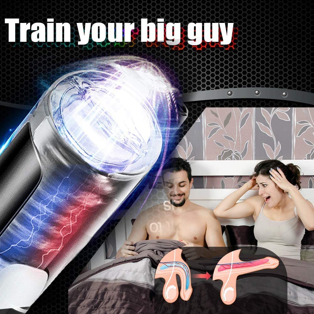 Sex Toys for Men Automatic Male Masturbator Adult Male Sex Toy with Suction Base Penis Pump with 10 Thrusting and 10 Rotating Modes  train your big guy