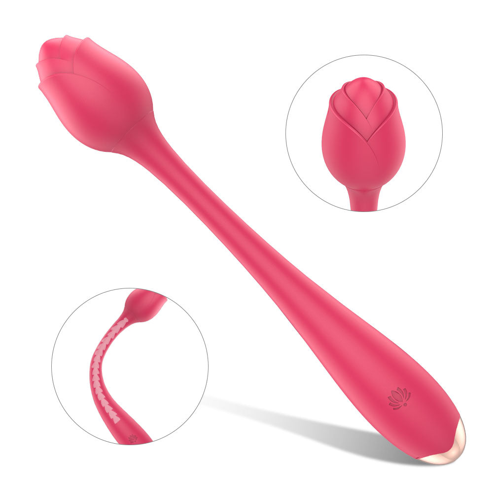 Rose Female Masturbator Silicone USB Charging Dragon Bone Clitoral G Spot Tongue Licking Egg Vibrator